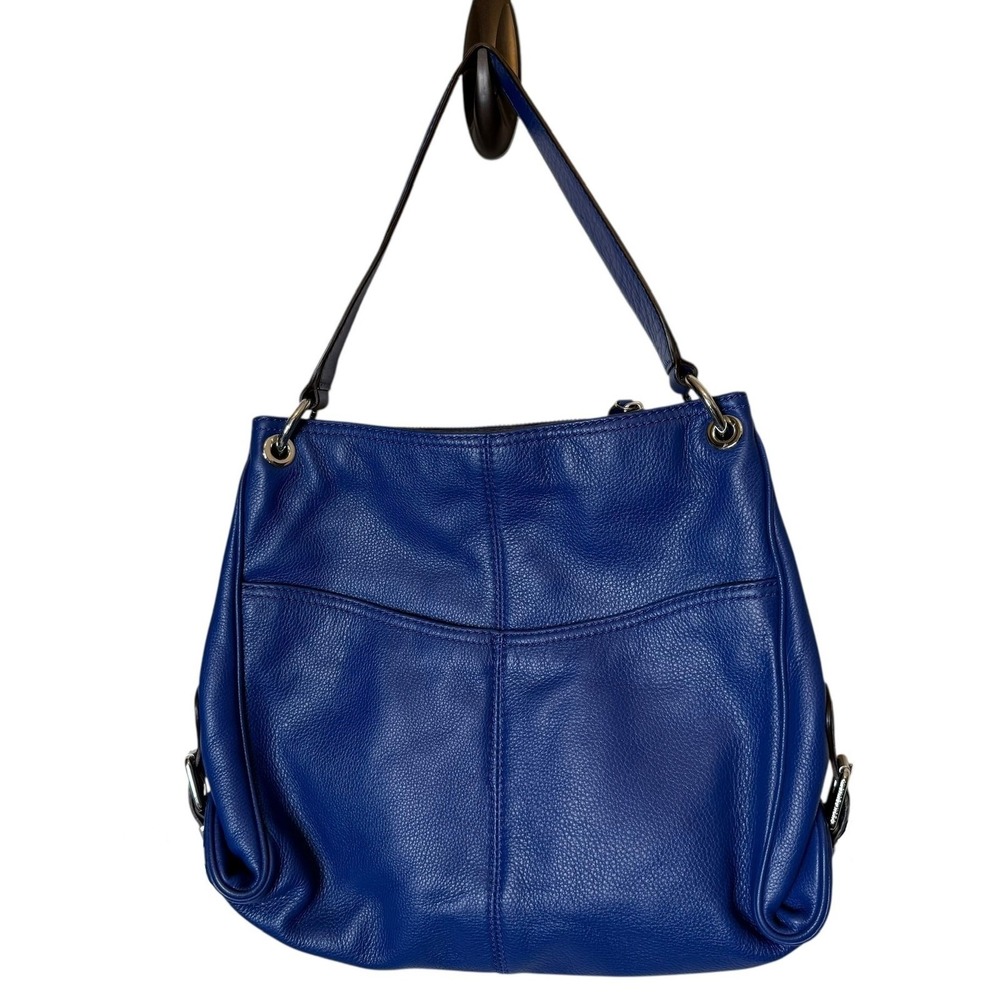 Michael Kors Layton Hobo Bag Pebbled Leather Blue - Picture 3 of 10
